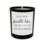 Wanky Candles Smells Like Freshly Signed Divorce Papers WCBJ95 | Funny Vanilla Scented Candle in Black Glass Jar