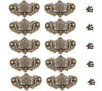 WANLIAN 10-Pack 1.5" Droop Bail Dresser Drawer Pulls Handles Vintage Antique Bronze Cabinet Retro Knobs Handle 67mm (10, Antique Bronze)