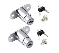 WANLIAN 2 Pcs Cupboard Locks with Key Drawer Lock Zinc Alloy File Cabinet Lock Cupboard Cam Lock Cabinet Door Locks for Filing Cabinets Wardrobe Display Cabinet Furniture (Silver)