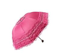 WANLIAN Folding umbrella Travel Umbrella Folding UV Resistance Princess Lace Parasol Umbrella Sun Umbrella For Women Girls sunshades with lace decoration (red)