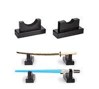 WANLIAN Lightsaber and Katana Stand - Wooden Desk Display Holder for Samurai Knife, Sword - Horizontal Decorative Stand for Personal, Shop Show - Black