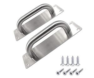 WANLIAN Pull Push Door Plate Handle Stainless Steel Heavy Duty Barn Door Pull for Shed Commercial Fire Door with Mounting Screws,Cupboard Toilet Cabinet Garage Door Handles,2Pcs,200x65mm