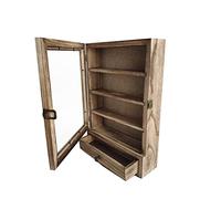 WANLIAN Shadow Box Frame, 3 Removable Shelves Wood Shadow Box Display Case Line Back,Acrylic And Drawer, For Display Pictures, Medals, Bouquet on The Wall or Tabletop (Carbonized)