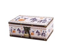 WANLIAN Wood and Leather Treasure Chest with Lid and Lock-Decorative Jewelry Keepsake Storage Box for Kids, Teenagers,for Birthday Wedding，Christmas Day (Fox&Horse, Large)
