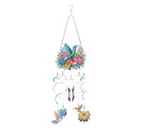 WANLiber DIY Diamond Painting Wind Chime - 5D Hanging Decoration Craft Kit with Spinning Pendant - Floral Butterfly, Dragonfly, Hummingbird & Easter Designs for Garden, Home & Holiday Décor