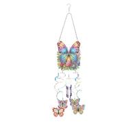 WANLiber DIY Diamond Painting Wind Chime - 5D Hanging Decoration Craft Kit with Spinning Pendant - Floral Butterfly, Dragonfly, Hummingbird & Easter Designs for Garden, Home & Holiday Décor
