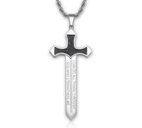 WanLike Strength Sword Necklace -Stainless Steel Cross/Sword/Sun/Evil Eye-Fun Inspirational Pendant Necklace,Spiritual Jewelry Gifts for Men Women in 24+ inch Chain, M, Stainless Steel, No Gemstone