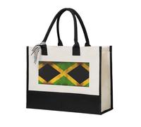 WANLON Old Jamaican Flag Canvas Shopping Bag - Reusable Grocery Bag - Personalized Tote for Travel, Beach, Picnic, Shopping, Moving