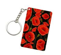 WANLON poppy flowers Rectangular Acrylic Keychain - Car Key Fob Holder, Personalized Accessories for Home, Motorcycle, Office