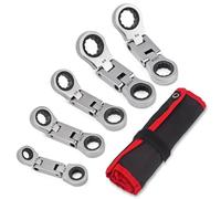 wanlvkang Stubby Wrenches Set, Flex Head Ratcheting Wrench Set Double Box End Ratchet Wrench 1/4 to 13/16 inch 5 Pieces SAE (SAE)