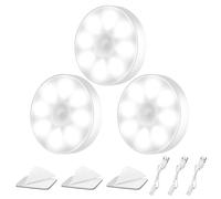 Wanme 3 Pack Motion Sensor Lights Indoor,Battery Powered Rechargeable LED Night Light for Stairs, Bathrooms, Hallways, Closets, Kitchens, Under Cabinets (Cool White)