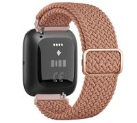 Wanme Braided Stretchy Straps Compatible with Fitbit Versa 2 Straps for Women Men,Fitbit Versa Strap,Soft Stretchy Adjustable Nylon Breathable Strap for Fitbit Versa 2/Versa/Versa Lite/SE (Brown)