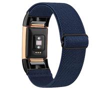 Wanme Elastic Strap Replacement for Fitbit Charge 2 (1 Pack), Adjustable Sport Wristbands for Women/Men (Blue)