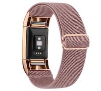 Wanme For Fitbit Charge 2 Straps - Elastic Replacement for Women/Men, Adjustable Sport Wristbands (Rose)