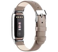 Wanme Leather Strap Compatible with Fitbit Luxe, Soft Breathable Leather Sport Wristband Metal Classic Buckle Bracelet Replacement Strap for Fitbit Luxe Fitness Tracker (Gray)
