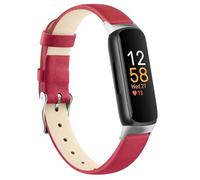 Wanme Leather Straps Compatible with Fitbit Inspire 3 Strap for Women Men, Soft Adjustable Leather Sport Bands Replacement Wristband for Fitbit Inspire 3/2/HR (Red)