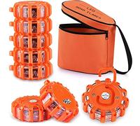 Wanme LED Road Flare, Emergency Disc Beacon with 9 Flash Modes, Magnetic Base & Hook Storage Bag Roadside Flashing Warning Lights for Car Truck Boats (8)