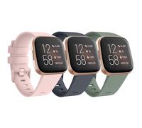 Wanme Pack 3 Straps for Fitbit Versa 2 Strap/Versa Strap for Women Men, Silicone Sport Replacement Wristband for Fitbit Versa Lite/Versa 2/ Versa (Nude Pink/Midnight Blue/Cactus, L)