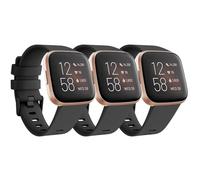 Wanme Pack 3 Straps for Fitbit Versa 2 Strap/Versa Strap for Women Men, Silicone Sport Replacement Wristband for Fitbit Versa Lite/Versa 2/ Versa (Black*3, L)