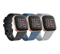 Wanme Pack 3 Straps for Fitbit Versa 2 Strap/Versa Strap for Women Men, Silicone Sport Replacement Wristband for Fitbit Versa Lite/Versa 2/ Versa (Black/Blue/Gray, S)