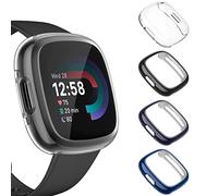 Wanme Screen Protector Compatible with Fitbit Versa 4/Sense 2, Soft TPU Full-Cover Screen Bumper Cover Case Screen Protector Compatible With Fitbit Versa 4/Sense 2(Black/Gray/Blue/Transparent)