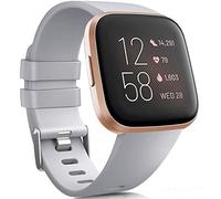 Wanme Strap for Fitbit Versa 2 Straps/Fitbit Versa Strap/Fitbit Versa Lite Strap for Women Men, Silicone Sport Classic Replacement Straps Compatible with Fitbit Versa Lite/Fitbit Versa 2(L,Gray)