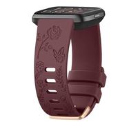 Wanme Straps for Fitbit Versa 2 Strap/Versa Strap for Women Men, Silicone Sport Replacement Wristband for Fitbit Versa Lite/Versa 2/ Versa (Flower-Wine Red, S)