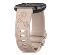 Wanme Straps for Fitbit Versa 2 Strap/Versa Strap for Women Men, Silicone Sport Replacement Wristband for Fitbit Versa Lite/Versa 2/ Versa (Flower-MilkTea, S)