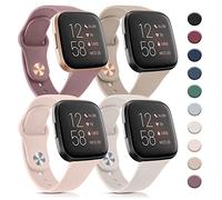 Wanme Straps for Fitbit Versa 2 /Versa For Women Men, 4Pack Classic Soft Silicone Replacement Sport Wristband for Fitbit Versa Lite/Versa 2/Versa SE