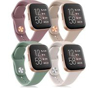 Wanme Straps for Fitbit Versa 2 /Versa For Women Men, 4Pack Classic Soft Silicone Replacement Sport Wristband for Fitbit Versa Lite/Versa 2/Versa SE