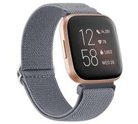 Wanme Stretchy Straps Compatible with Fitbit Versa 2 Straps for Women Men,Fitbit Versa Strap,Soft Stretchy Adjustable Nylon Breathable Sport Strap for Fitbit Versa 2/Versa/Versa Lite/SE (X-Blue Gray)