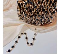 WanMing 1Meter 6mm Colorful Crystal Beads Beaded Chain Glass Bead Necklace Chain Findings for DIY Bracelet Jewelry Making Supplies