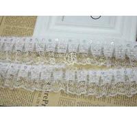 WanMing 41Yds DIY Chiffon Ruffle Lace Pleated Trim Dress Decoration Tulle Sequins Fabric Applique Ribbon Craft Sewing for Girl Headband