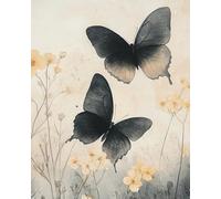 WANMIU DIY Paint by Numbers Flame Black Butterflies and Flowers with Paint Brushes and Acrylic Painting Kit 16x20 Inch for Kids and Adults Beginner Gifts