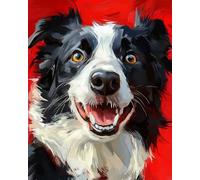 WANMIU Paint by Numbers Border Collie (3) for Adults and Kids DIY Oil Painting Gift Kits Pre-Printed Canvas Art Home Decoration 16x20 inch Frameless