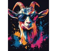 WANMIU Paint by Numbers Colorful Doodle Goat for Adults and Kids DIY Oil Painting Gift Kits Pre-Printed Canvas Art Home Decoration 16x20 inch Frameless