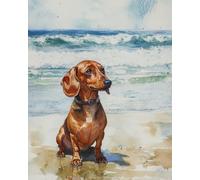 WANMIU Paint by Numbers for Adults, 40x50 cm Acrylic Oil Paints by Numbers for Adults Beginner Kids Seaside Dachshund-1 Painting Kit with 4 Brushes Watercolor Paints Easy