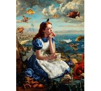 WANMIU Paint by Numbers for Adults and Beginner Alice in Wonderland Kits On Canvas Without Frame DIY Color Oil Painting Acrylic Paints,Home Wall Decor 40X50CM