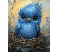 WANMIU Paint by Numbers for Adults and Beginner Blue Cartoon Bird Kits On Canvas Without Frame DIY Color Oil Painting Acrylic Paints,Home Wall Decor 40X50CM