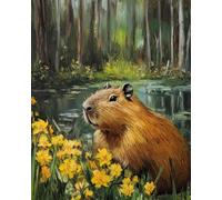 WANMIU Paint by Numbers for Adults and Beginner Capibara by The River Kits On Canvas Without Frame DIY Color Oil Painting Acrylic Paints,Home Wall Decor 40X50CM