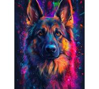 WANMIU Paint by Numbers for Adults and Beginner Colored German Shepherd Kits On Canvas Without Frame DIY Color Oil Painting Acrylic Paints,Home Wall Decor 40X50CM