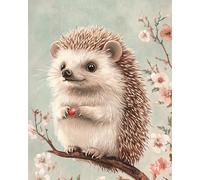 WANMIU Paint by Numbers Hedgehog on a Branch for Adults and Kids DIY Oil Painting Gift Kits Pre-Printed Canvas Art Home Decoration 16x20 inch Frameless