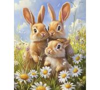 WANMIU Paint by Numbers Kits for Adults and Kids Rabbit in The Flowers-1 Oil Paint Digital Drawing Canvas with Brushes Christmas Decorations Gifts -16 * 20 Inch Frameless