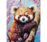 WANMIU Paint by Numbers Kits for Adults and Kids Red Panda on a Branch (2) Oil Paint Digital Drawing Canvas with Brushes Christmas Decorations Gifts -16 * 20 Inch Frameless