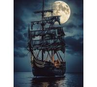WANMIU Paint by Numbers Sailing Boat on the sea Under the Moon (2) Paint by Numbers Kits for Adults Kids Beginners 40 x 50 cm Adults with Paintbrushes DIY Painting for Home Decoration Without Frame