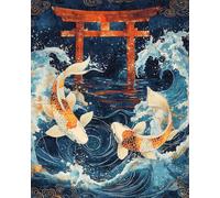 WANMIU Paint by Numbers Two koi Fish on Water Paint by Numbers Kits for Adults Kids Beginners 40 x 50 cm Adults with Paintbrushes DIY Painting for Home Decoration Without Frame