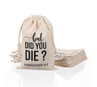 Wanmu 10 Pcs Premium Organic Muslin Drawstring Bags, But Did You Die Drawstring Kit Wedding Party Favor Set Reusable Cotton Pouches for Hangover Bachelorette Bridal Shower