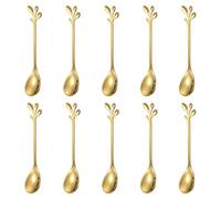 Wanmu 10Pcs Gold Coffee Spoons, 4.7" Rose Handle Small Spoons for Tea, Espresso, Dessert, Cute Stainless Steel Spoons Set for Demitasse, Coffee Bar, Honey