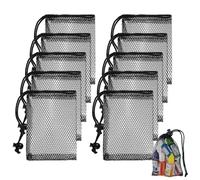 Wanmu 10Pcs Small Mesh Drawstring Bags, 6x4 inch Black Mesh Drawstring Bag, Mini Nylon Net Bags with Drawstrings, Sports Mesh Sports Equipment Bag, Small Gym Bag for Football, Golf Stuff Balls