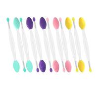 Wanmu 12Pcs Lip Scrub Brush, Dual-ended Silicone Lip Scrubber Exfoliator, 2-in-1Gentle Lips Mask Applicator Exfoliating Tool for Men Women Dark Lips Lightening (4 Colors)